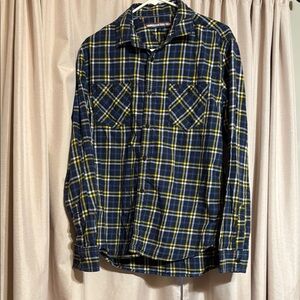 Tommy Hilfiger Blue and Yellow Casual Button Down Shirt